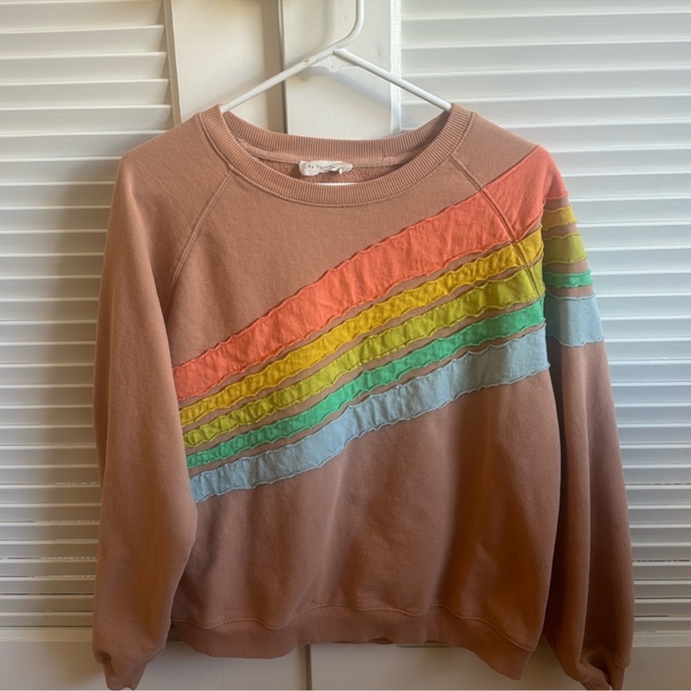 BY TOGETHER COUNTING RAINBOWS SWEATER KNIT sweatshirt with colors SMALL